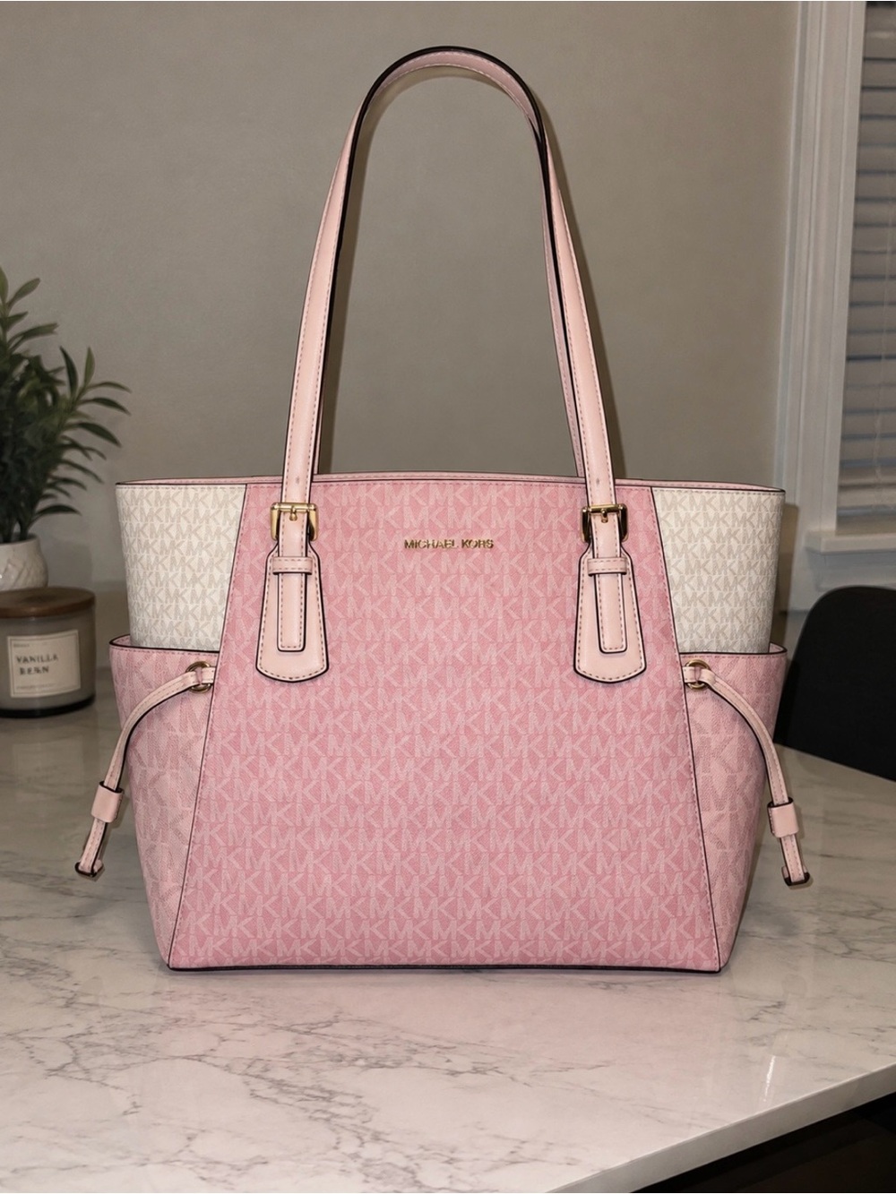Michael Kors Light Pink and Cream Logo Tote